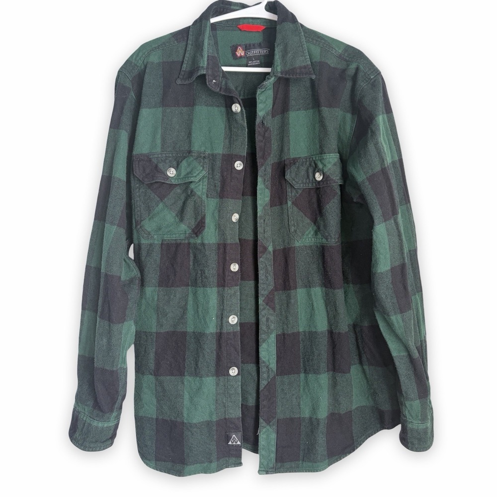 AW Outfitters 100% Heavy Duty Cotton Flannel Button Down Buffalo Plaid Size L